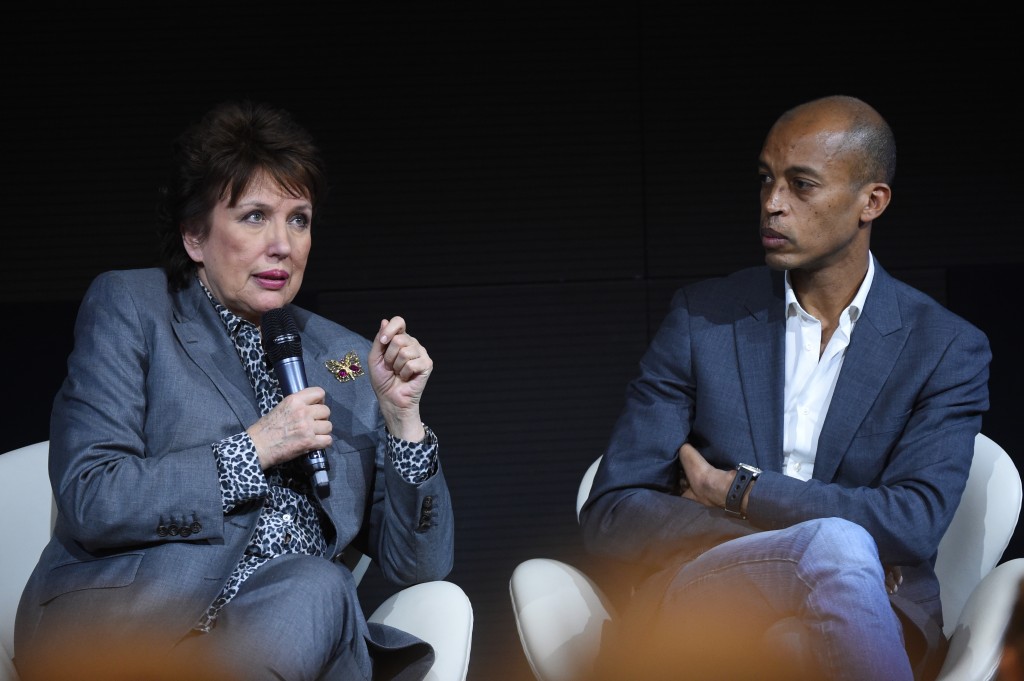 Roselyne Bachelot et Stéphane Diagana (Photo KMSP / Stéphane Kempinaire)