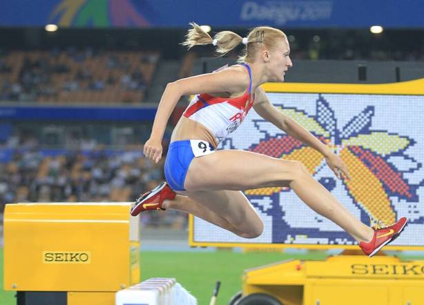 Yulia Zaripova, championne olympique du 3 000 m steeple à Londres en 2012 et qui devrait perdre son titre pour dopage (Photo Gilles Bertand)
