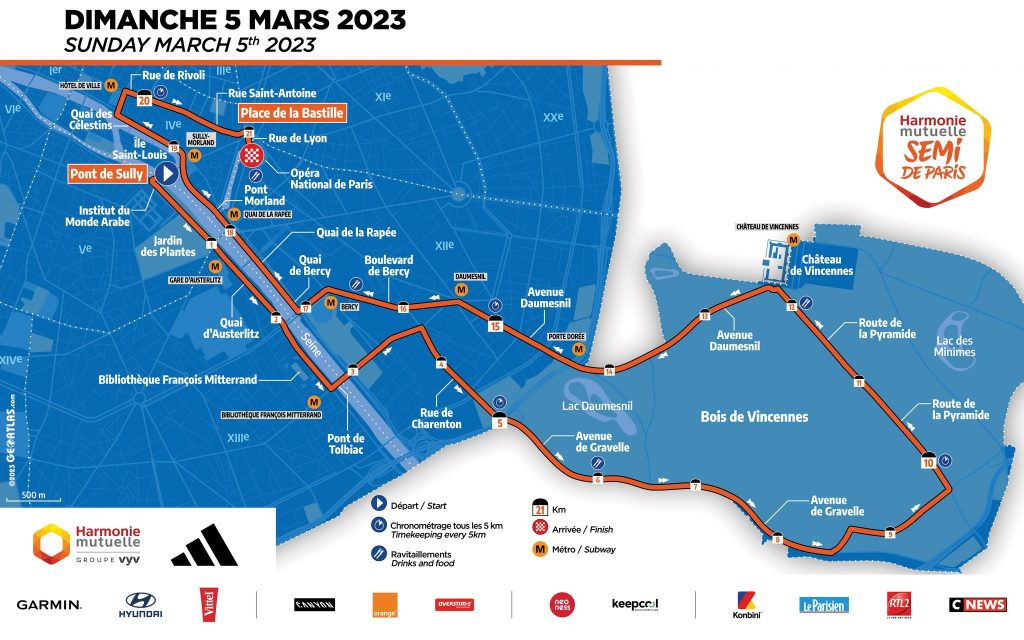 Le parcours du semi-marathon de Paris 2023