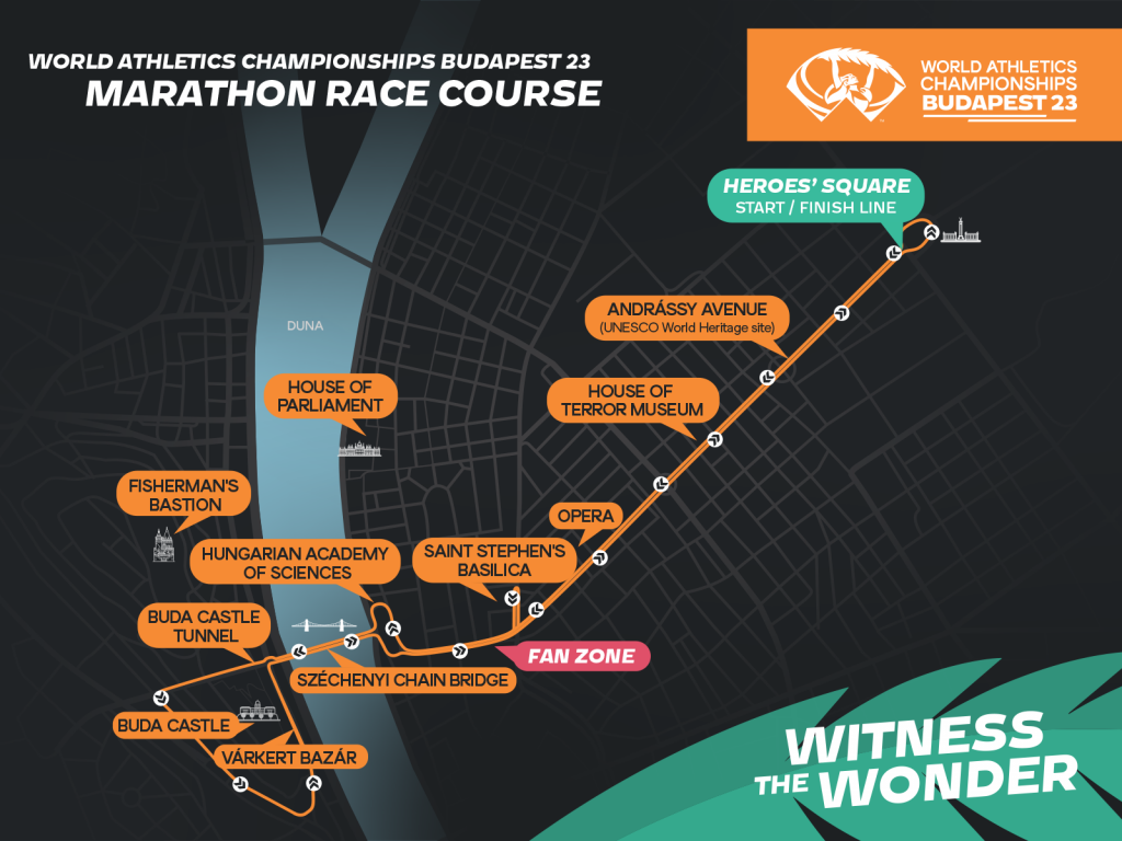 Parcours marathons et marche des mondiaux 2023